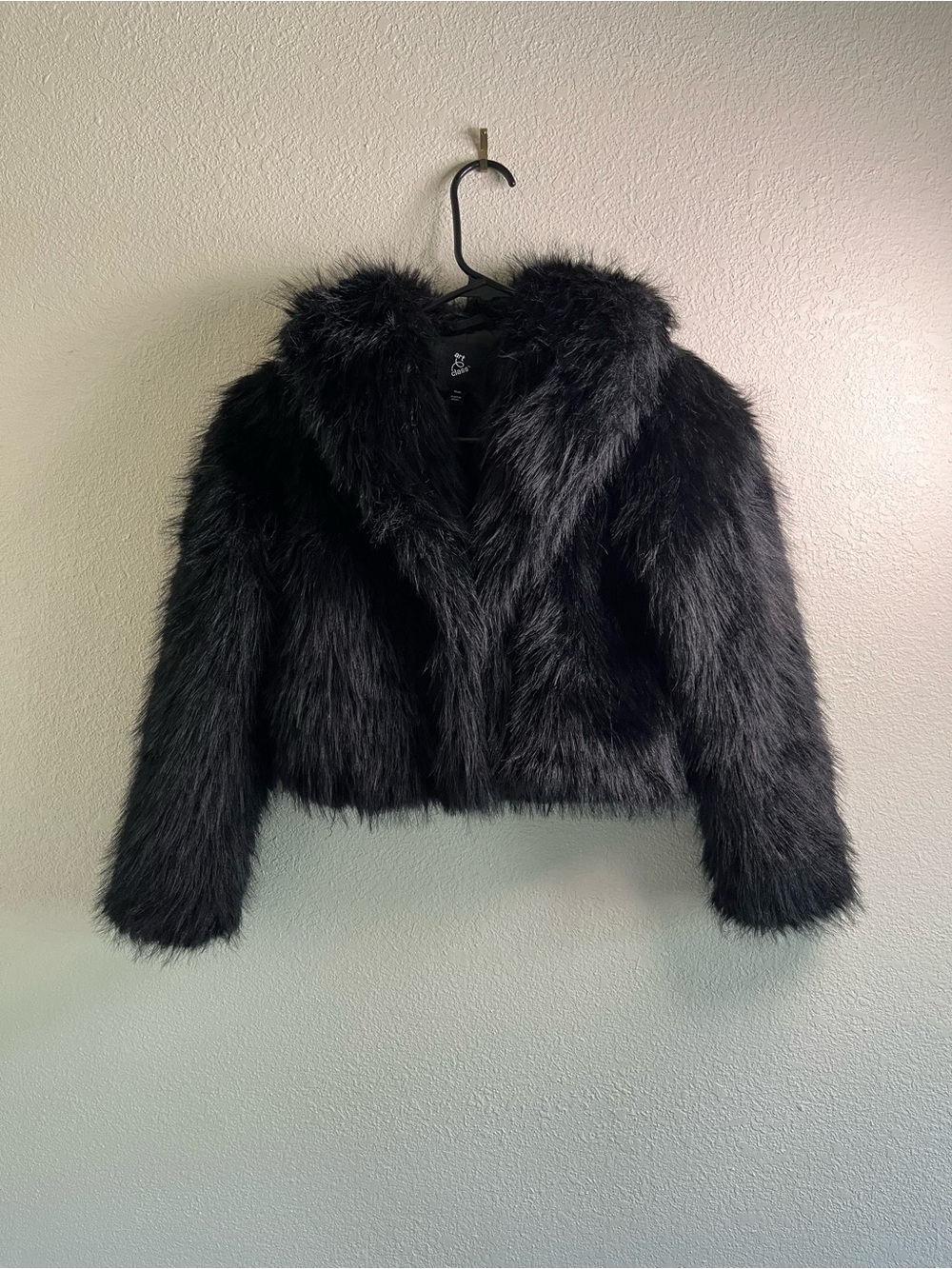Girl’s Black Faux Fur Cropped Jacket